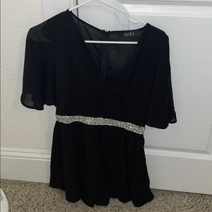 Black Romper with waist detail